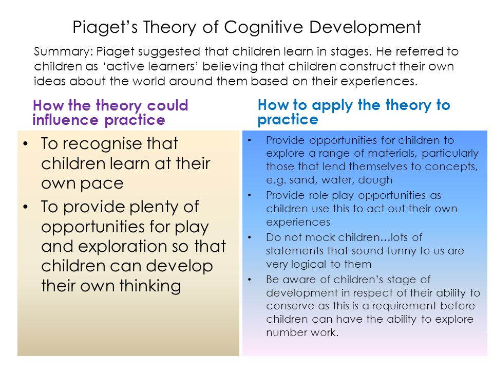 Theorist for store cognitive development